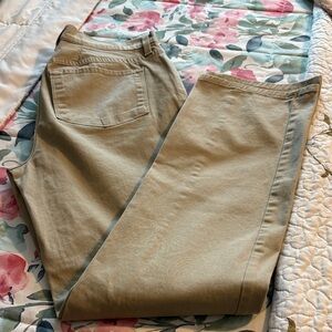 NYDJ Women’s 5 Pocket Straight Leg Brushed Denim Beige Jeans Size 6